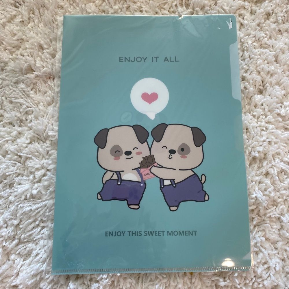 Cute Enjoy This Sweet Moment Animal Print Protective Folder. Sealed on 2 Sides.